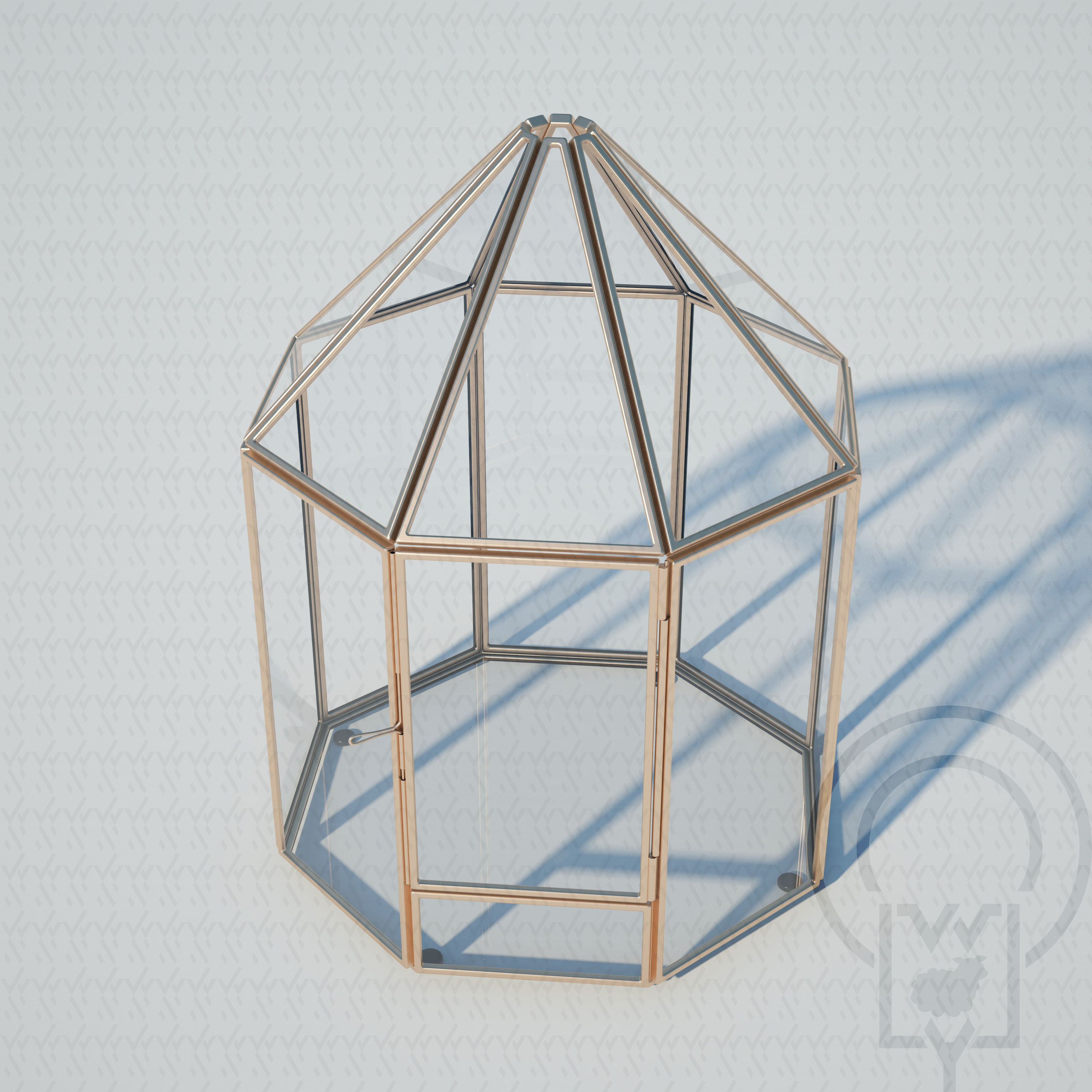 Glass tabletop gazebo Octagon Terrarium 3D model_19
