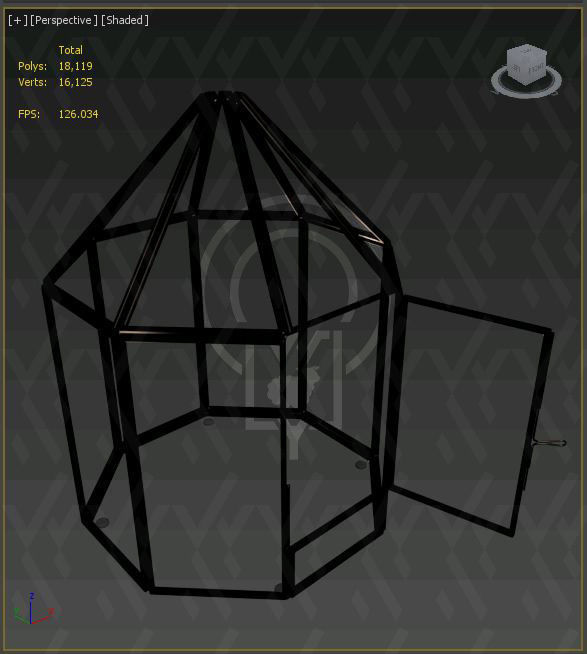 Glass tabletop gazebo Octagon Terrarium 3D model_24