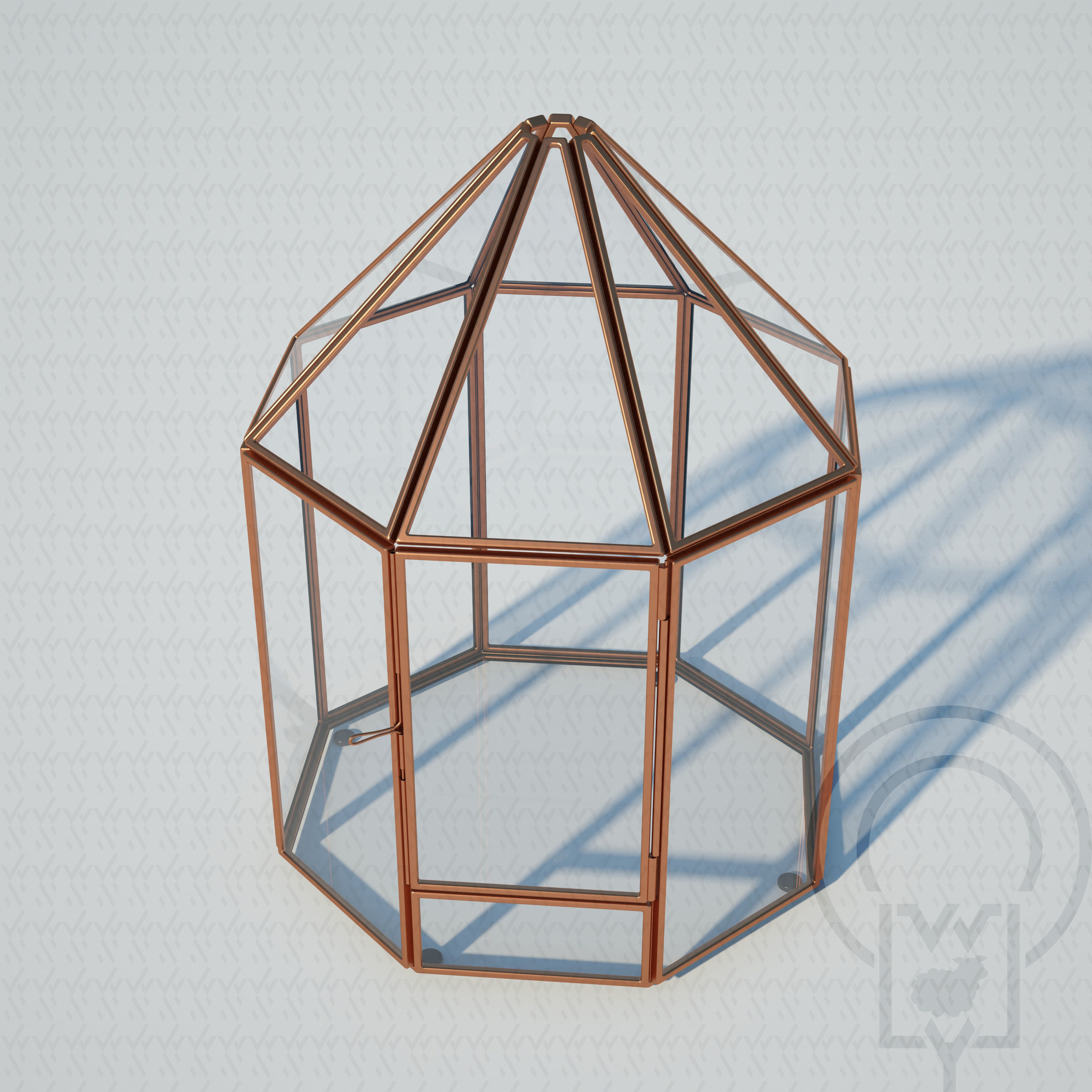 Glass tabletop gazebo Octagon Terrarium 3D model_17