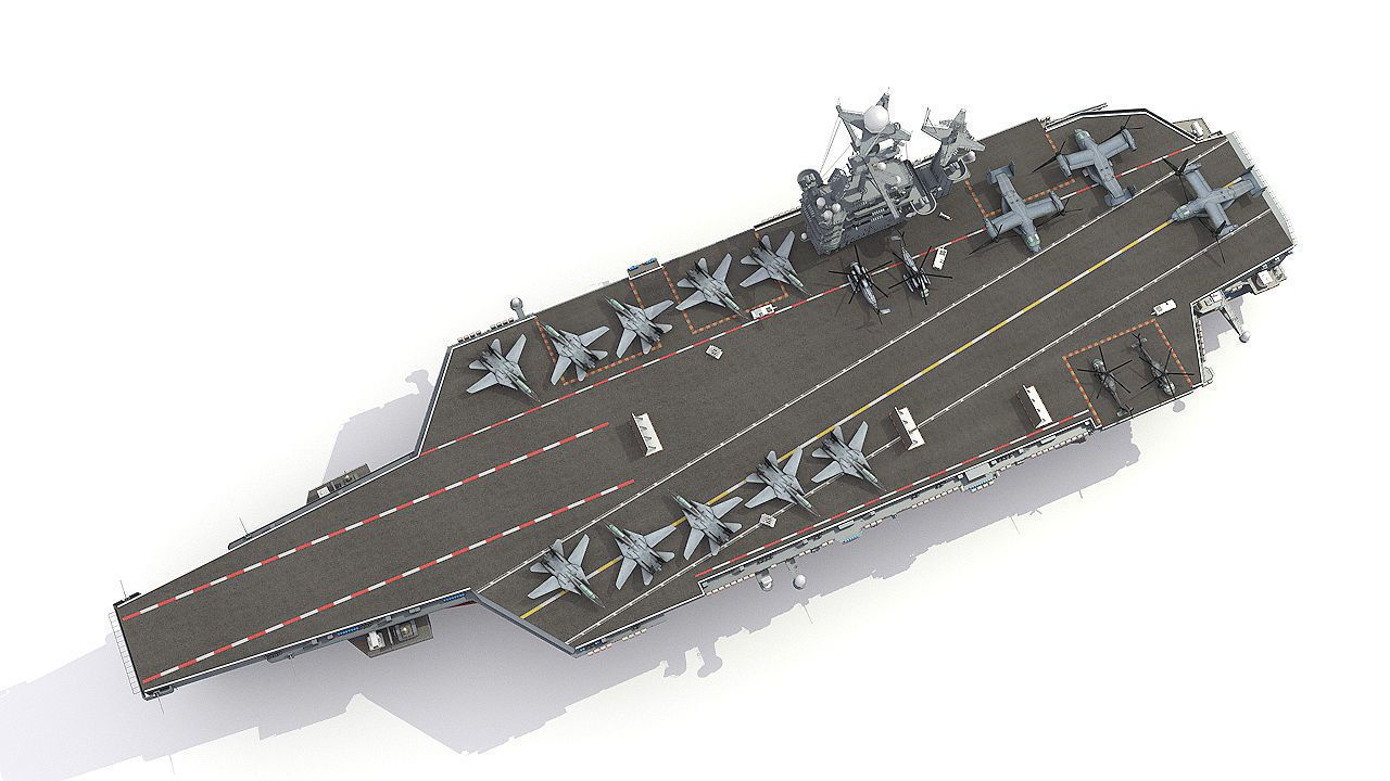 Aircraft carrier Low-poly 3D model_4