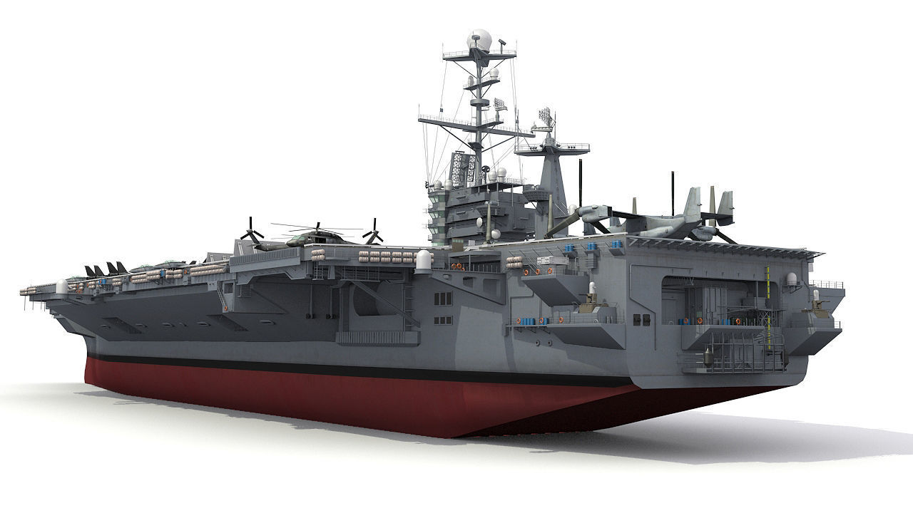Aircraft carrier Low-poly 3D model_2
