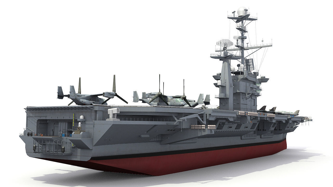 Aircraft carrier Low-poly 3D model_3