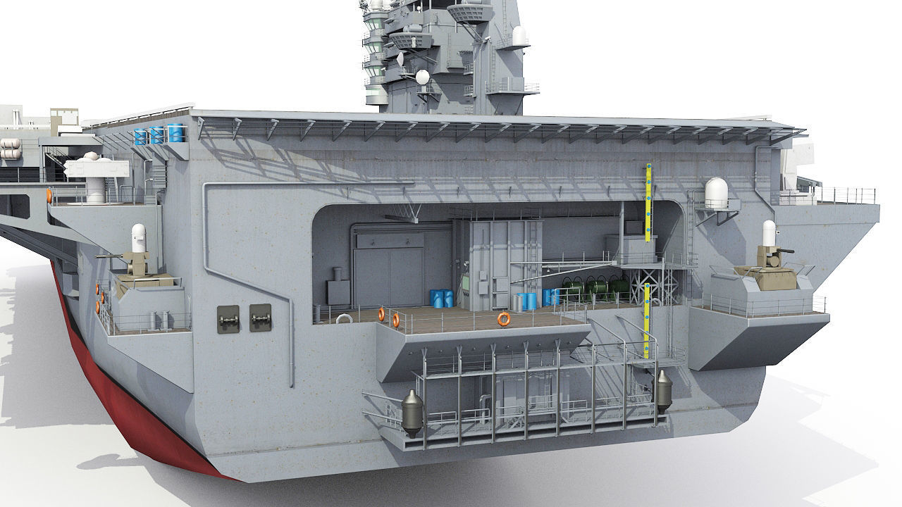 Aircraft carrier Low-poly 3D model_9