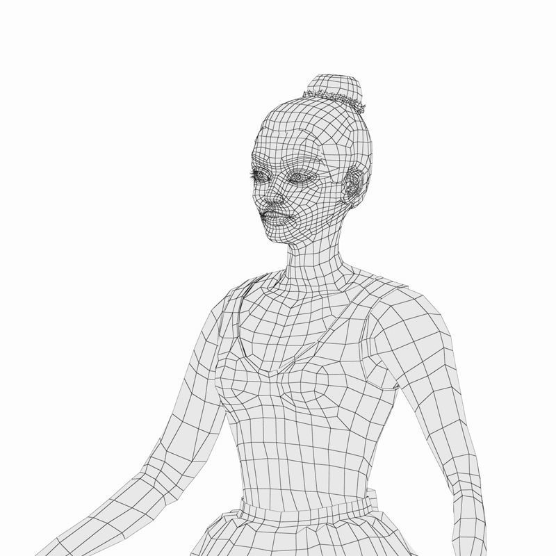 Eva ballet dancer Low-poly 3D model_12