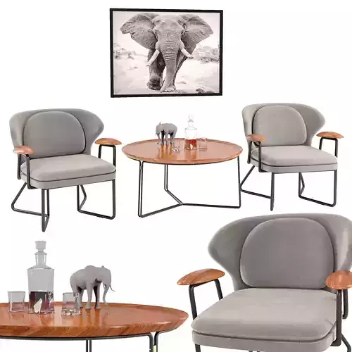Chillax armchair  and Coffee table QT 3D model