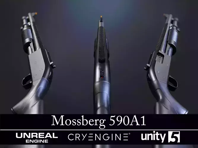 Modular Mossberg 590A1 - Textured - Game Ready Low-poly 3D model