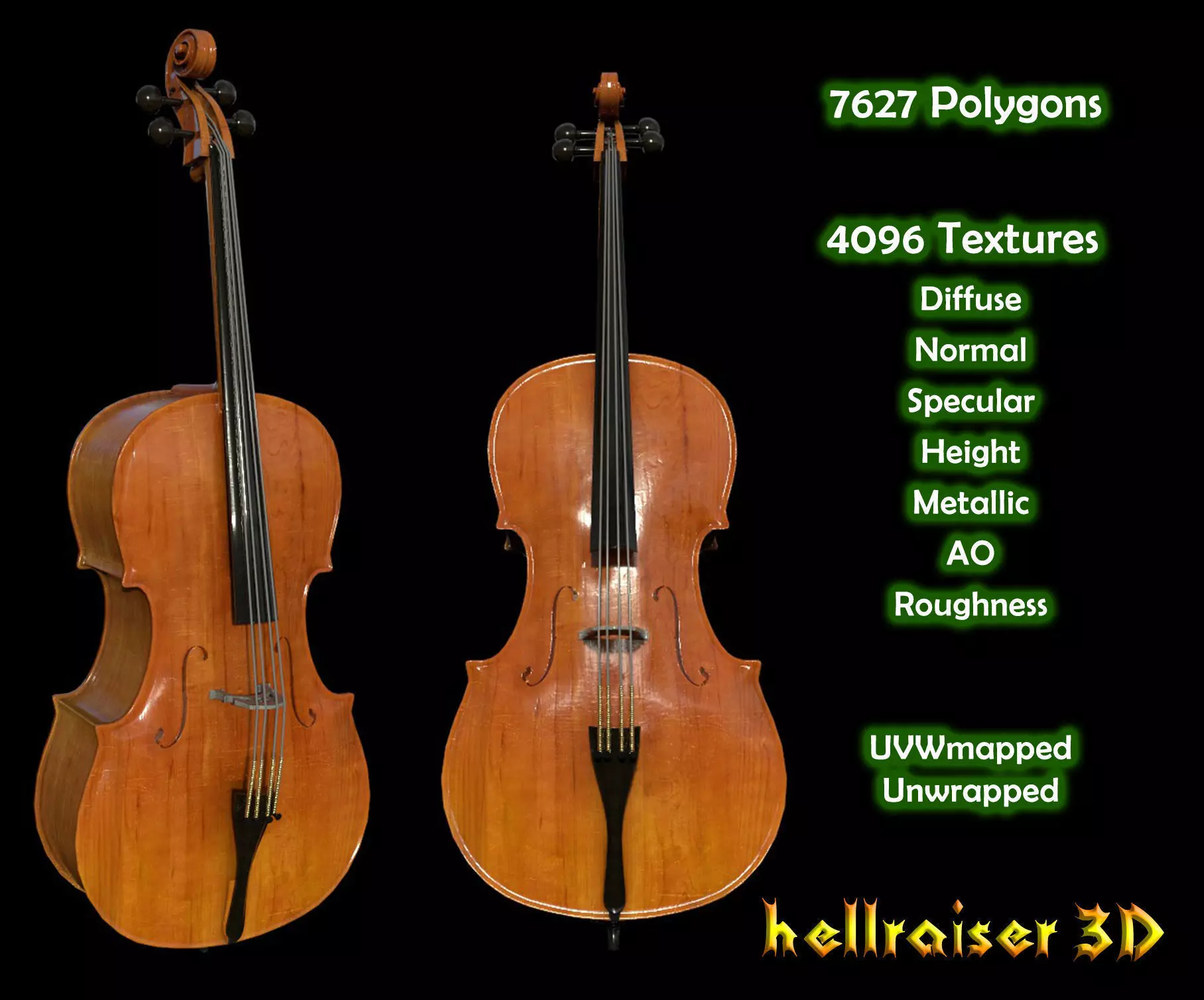 Cello Violin - PBR - Textured Low-poly 3D model_0