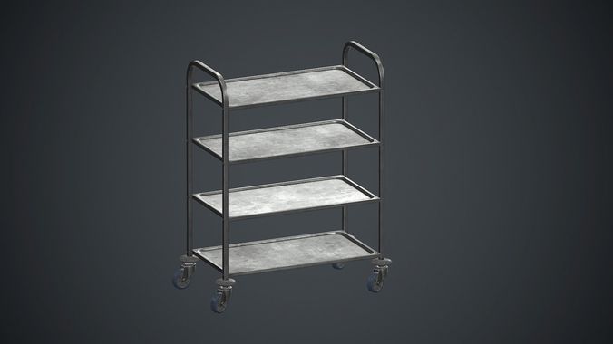 Industrial Tray Trolley 3 PBR game Ready Low-poly 3D model