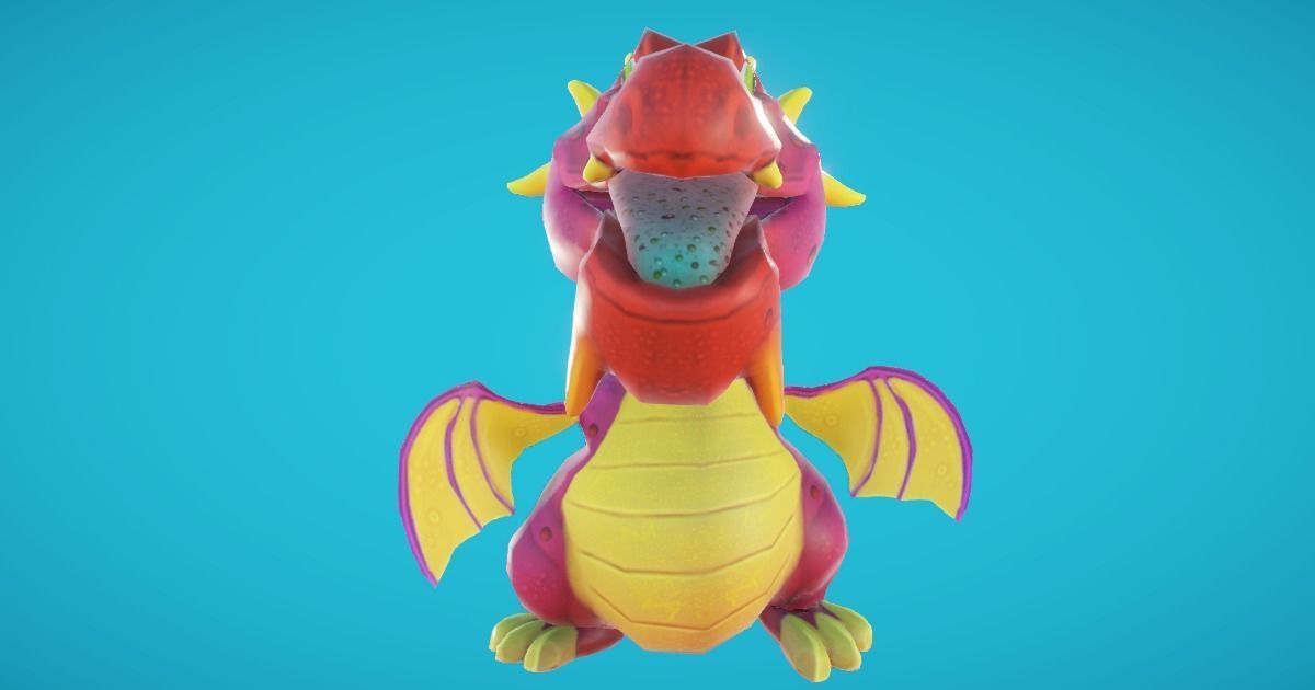 Baby Dragon Animated Low-poly 3D model_3