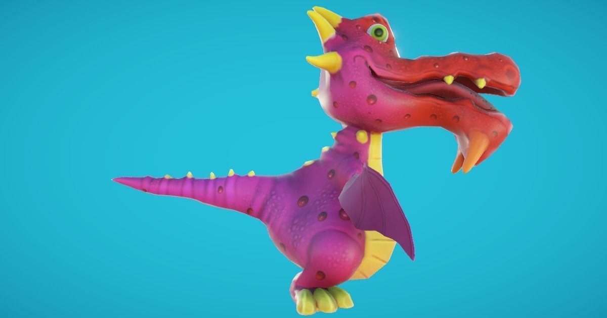 Baby Dragon Animated Low-poly 3D model_2