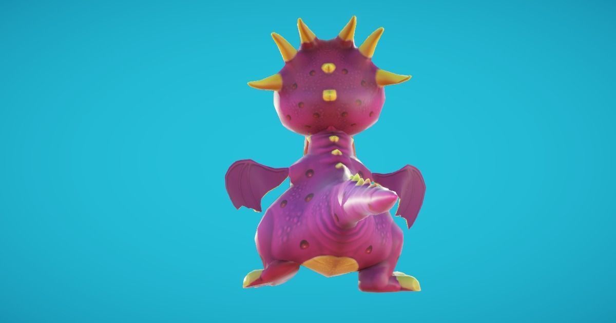 Baby Dragon Animated Low-poly 3D model_4