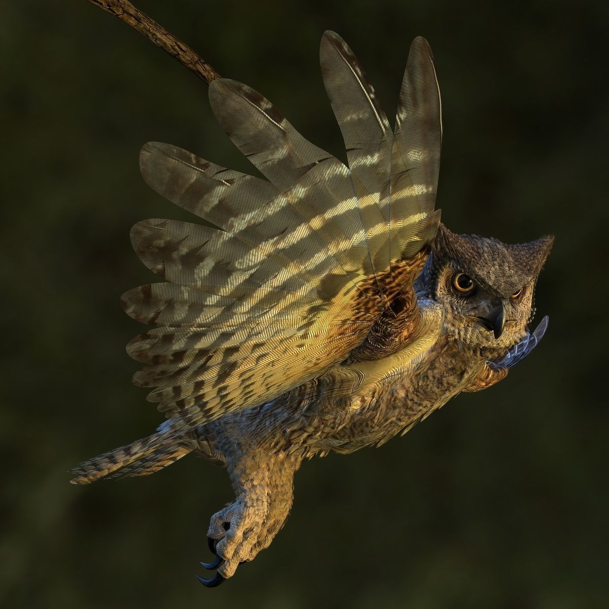 Great Horned Owl - rigged - animated - PBR - VRAY - Standard 3D model_2