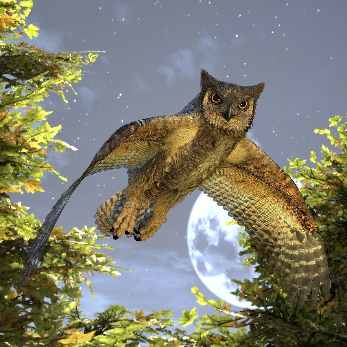 Great Horned Owl - rigged - animated - PBR - VRAY - Standard 3D model_4