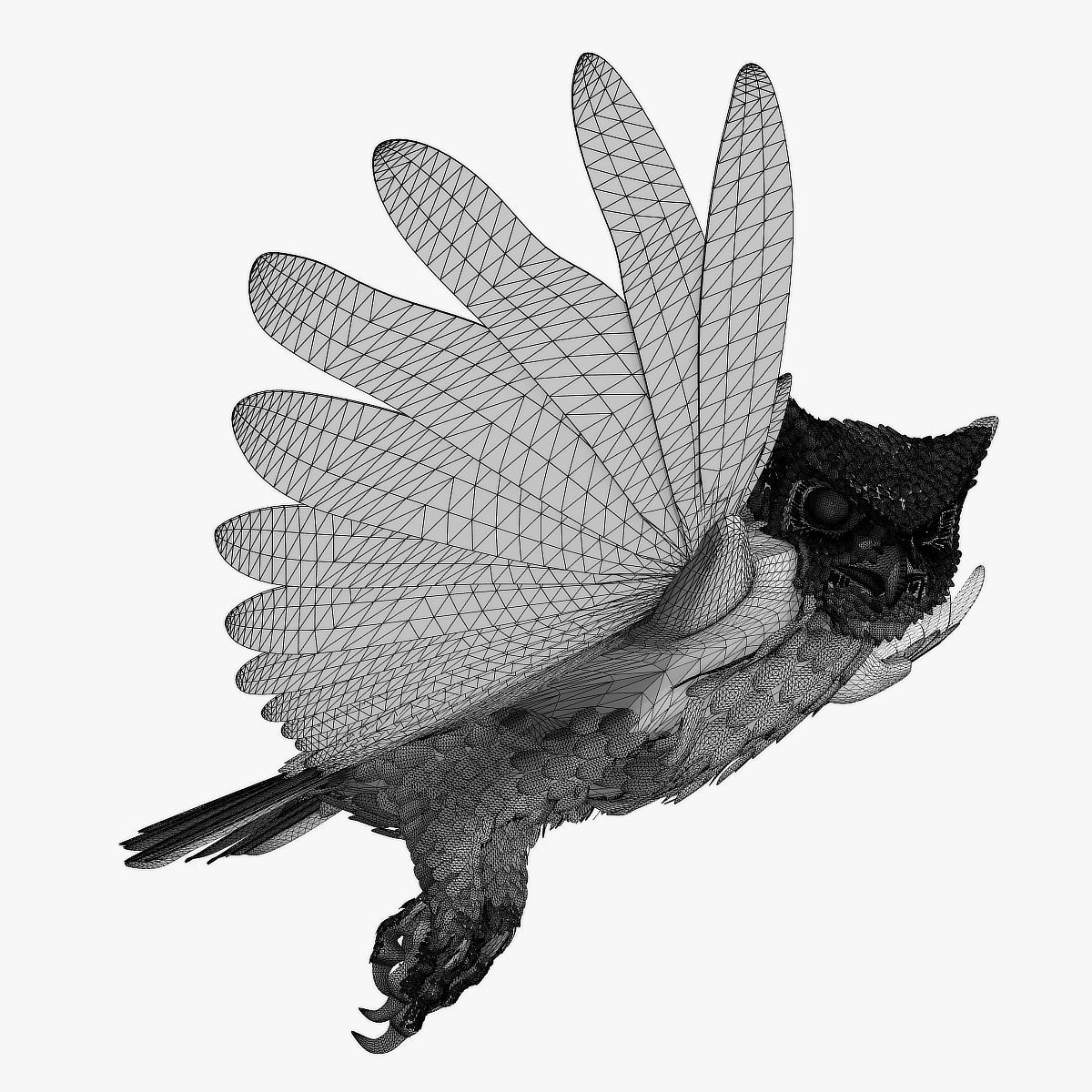 Great Horned Owl - rigged - animated - PBR - VRAY - Standard 3D model_1