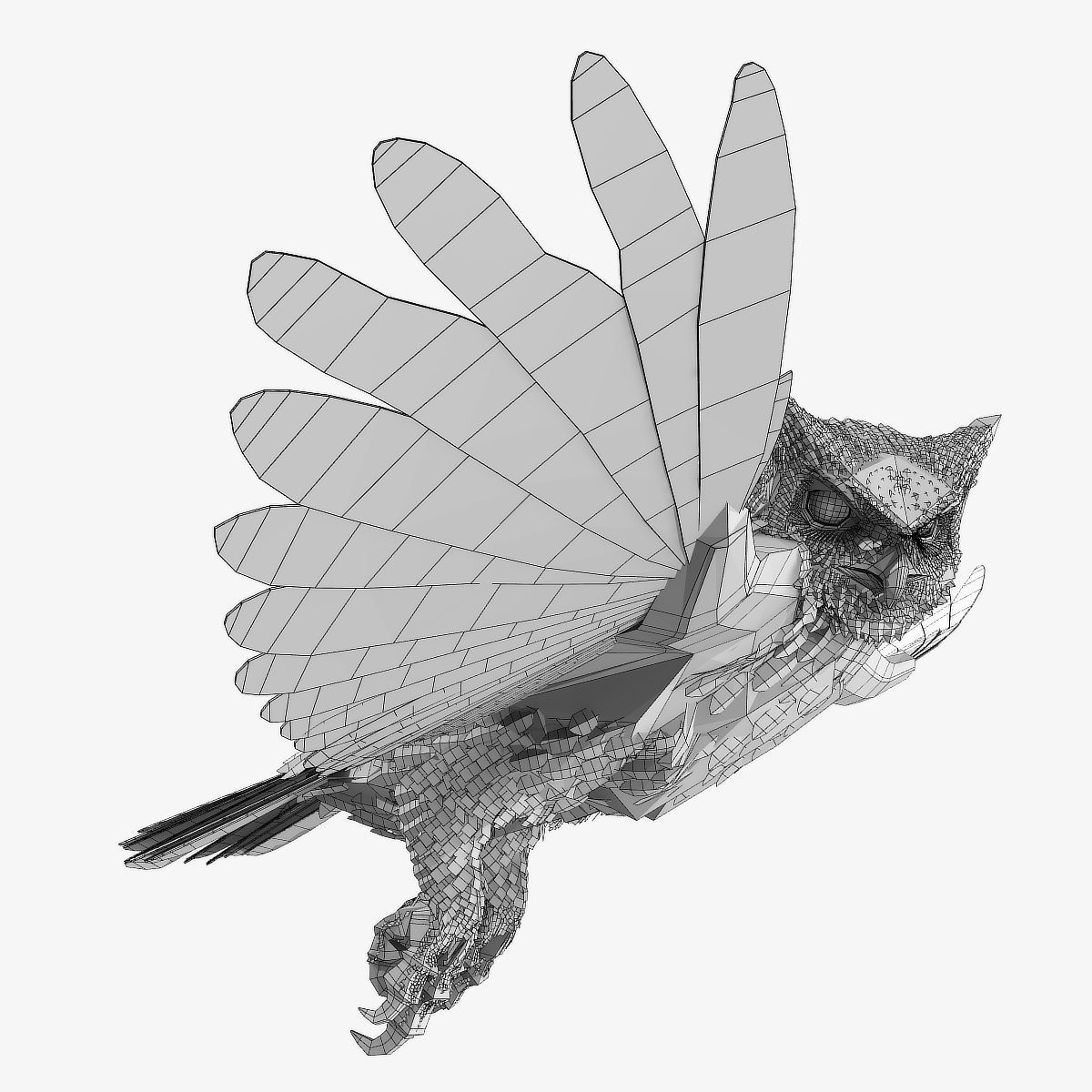 Great Horned Owl - rigged - animated - PBR - VRAY - Standard 3D model_8