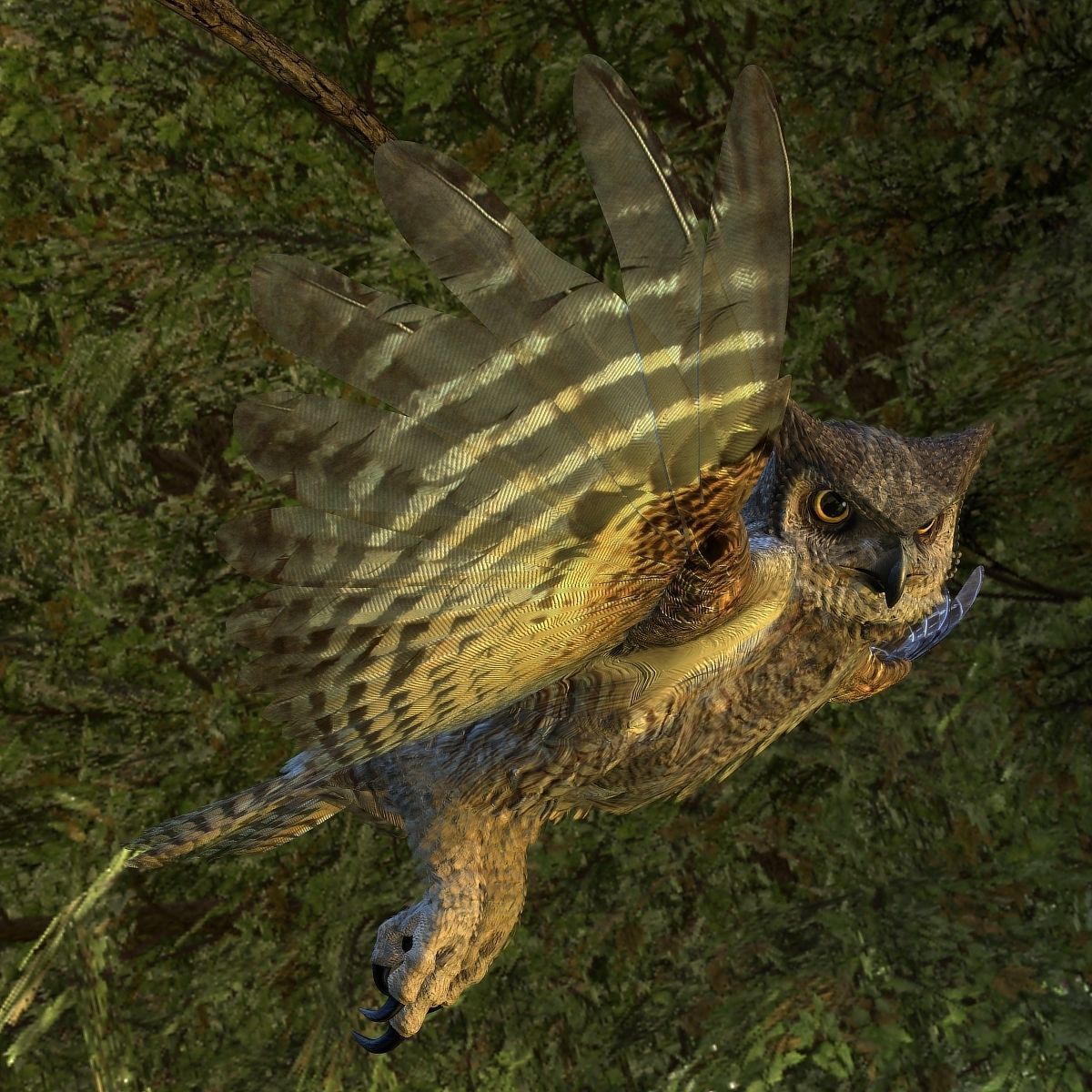 Great Horned Owl - rigged - animated - PBR - VRAY - Standard 3D model_3