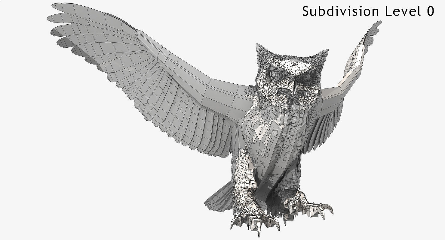 Great Horned Owl - rigged - animated - PBR - VRAY - Standard 3D model_30
