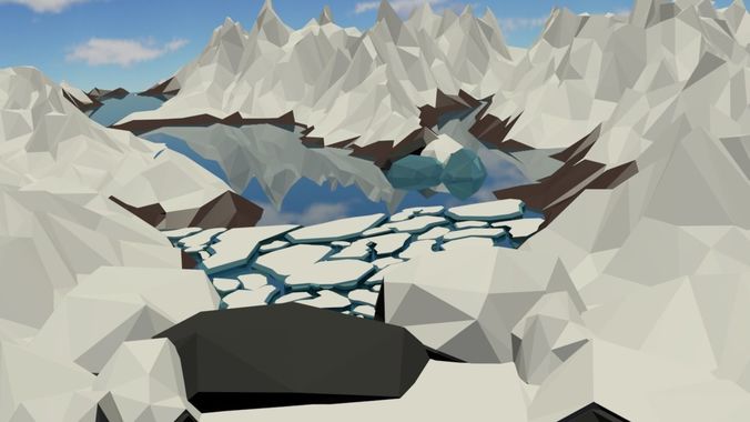 Low Poly Snowy Mountain Low-poly 3D model