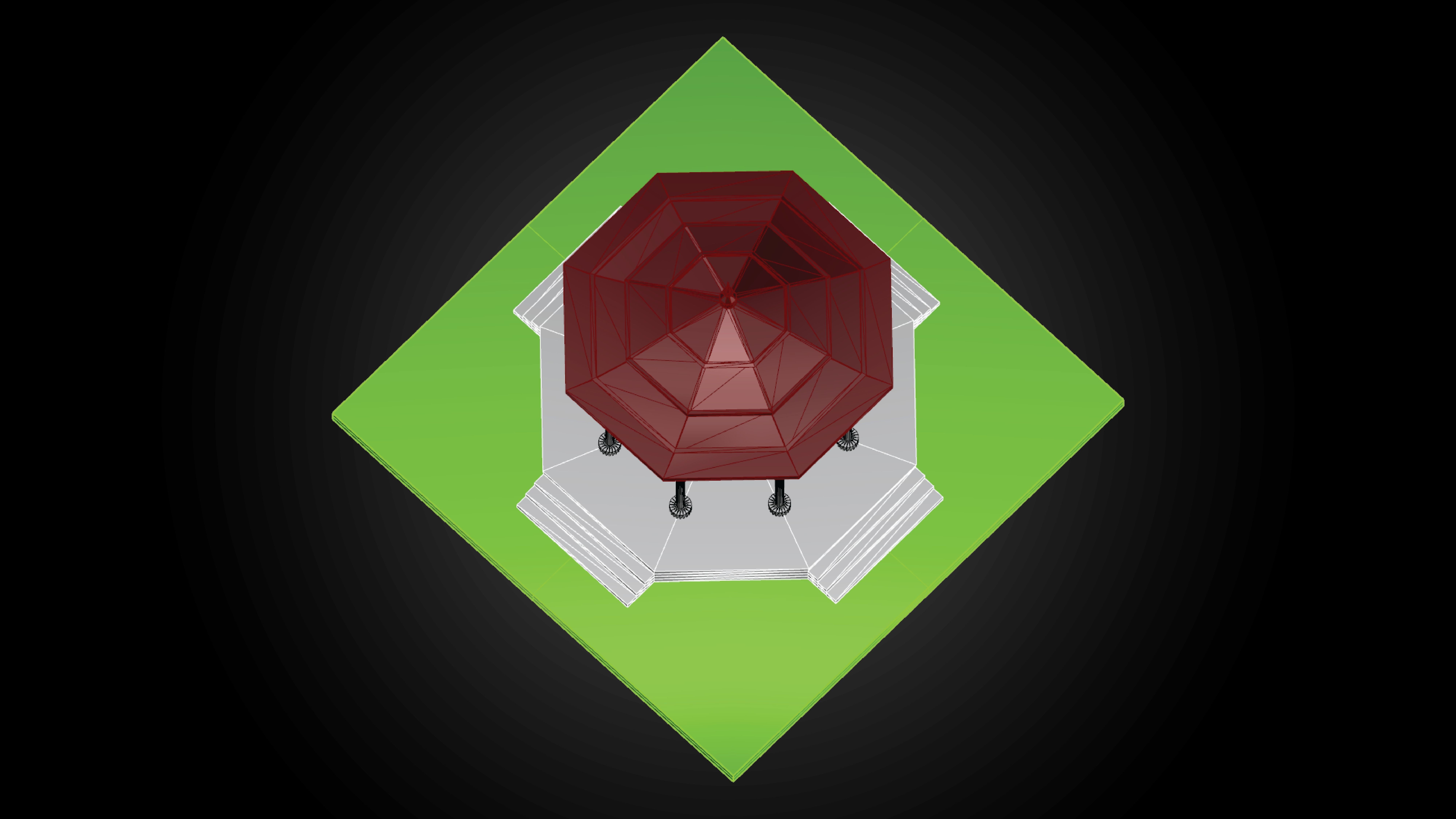 Gazebo structure with stone floor and metal roof stand alone Low-poly 3D model_9