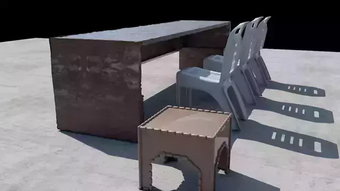 Classroom Plastic Chairs And Wornout Table