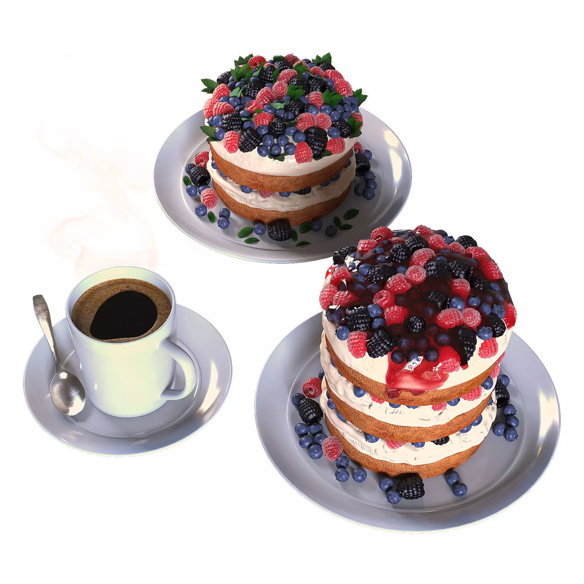 Biscuit with berries 3D model_0