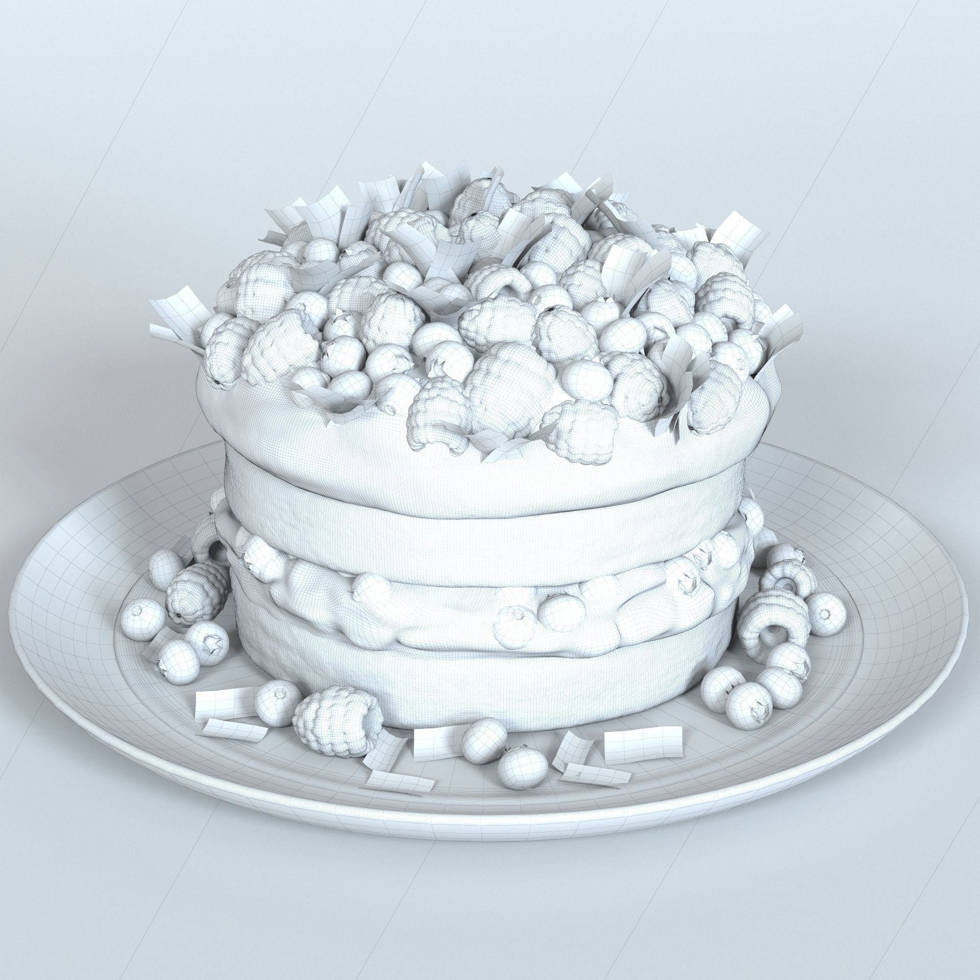 Biscuit with berries 3D model_14