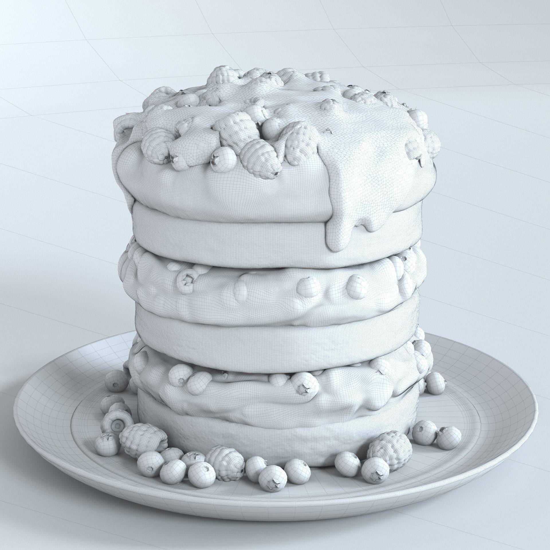 Biscuit with berries 3D model_15