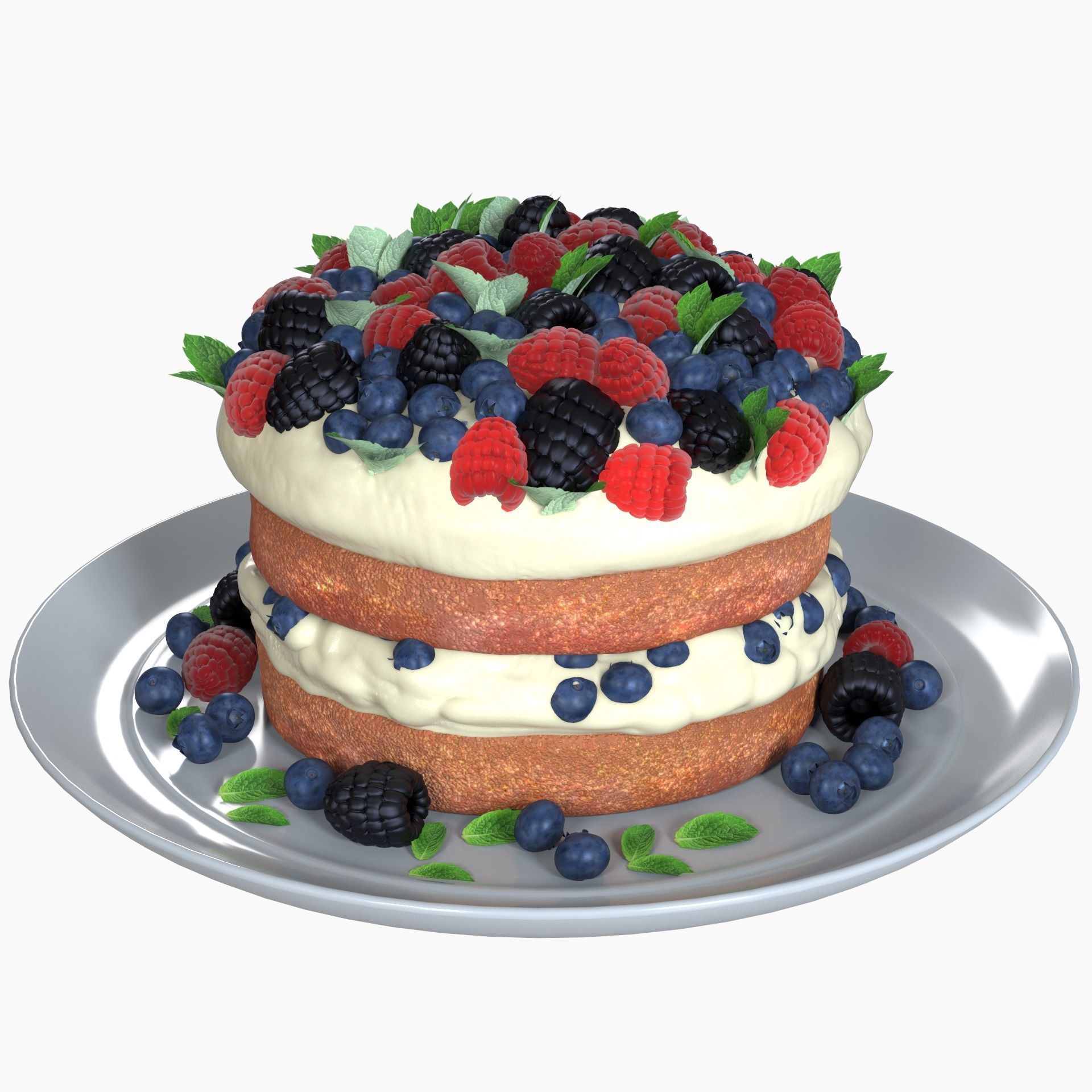 Biscuit with berries 3D model_10