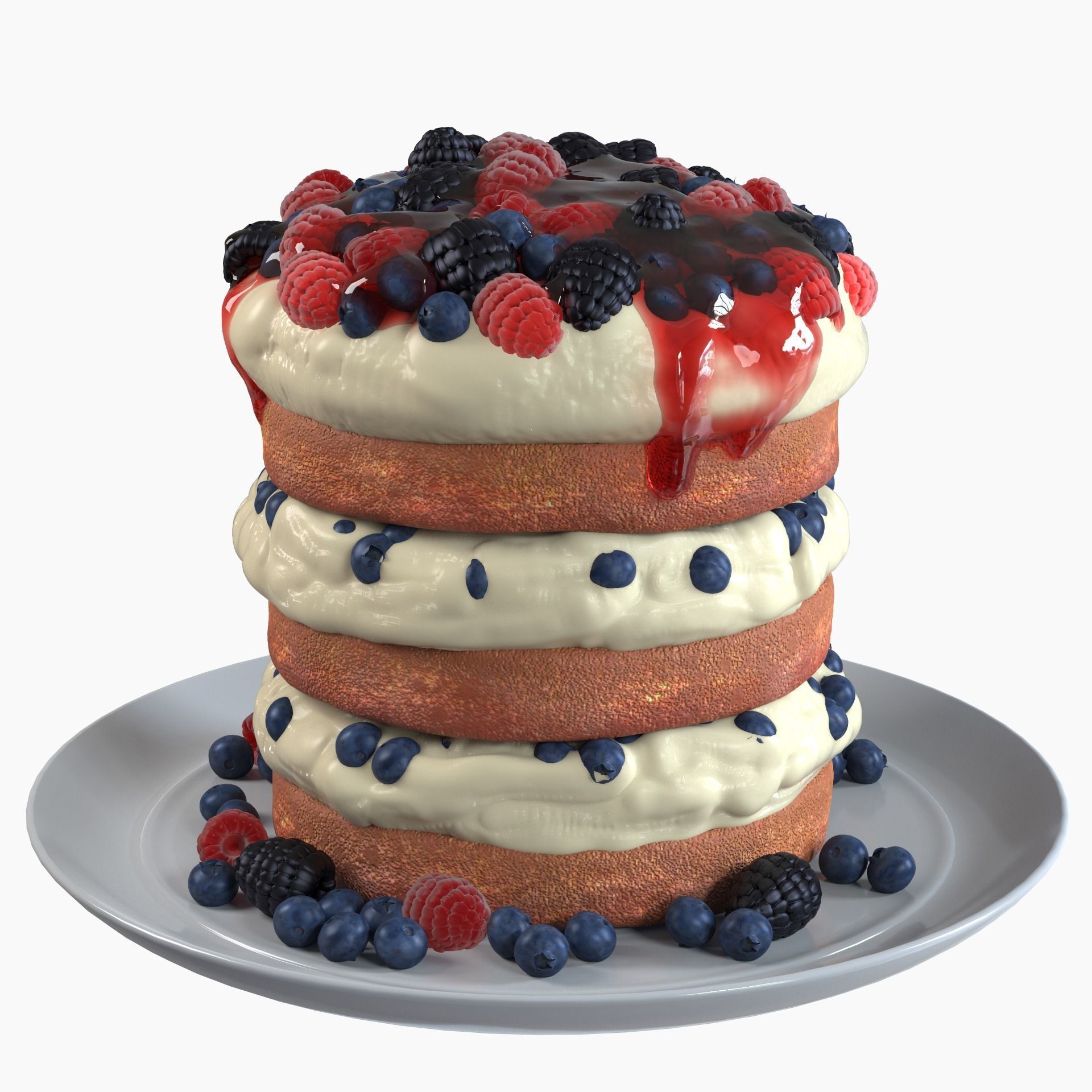 Biscuit with berries 3D model_9