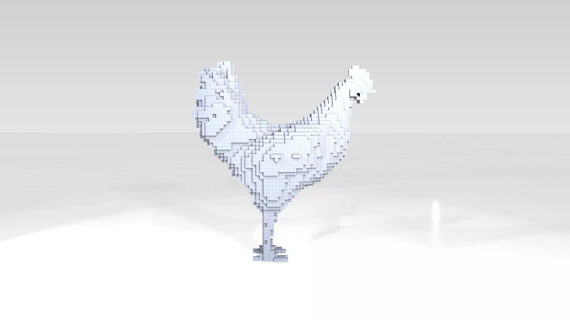 Chiken Voxel 3D model_2