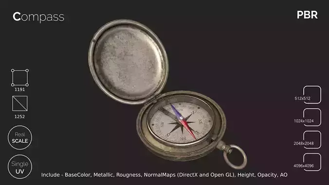Compass Low-poly 3D model