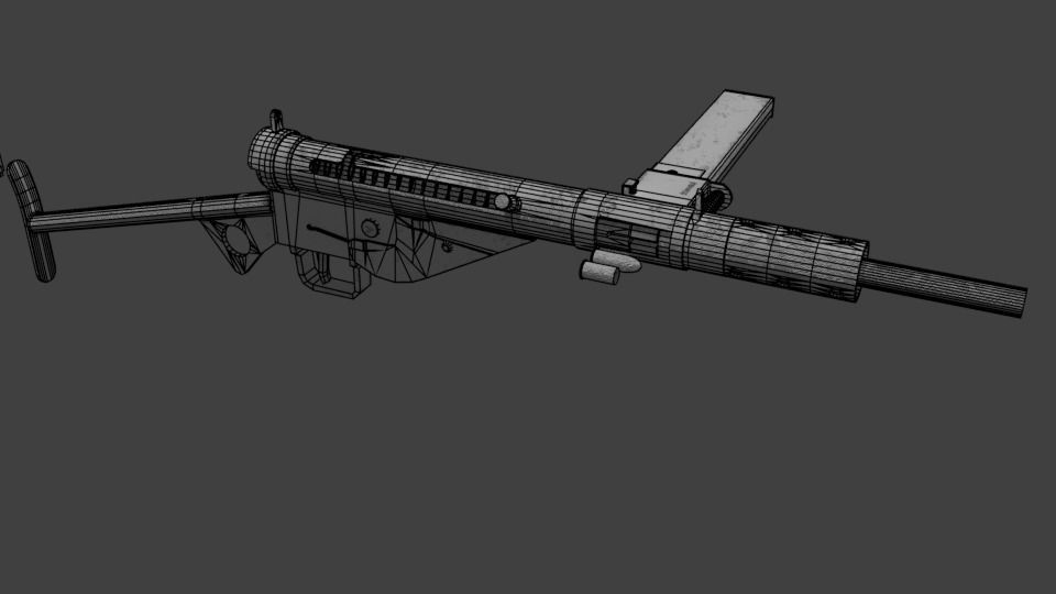 Sten Submachine gun Low-poly 3D model_8