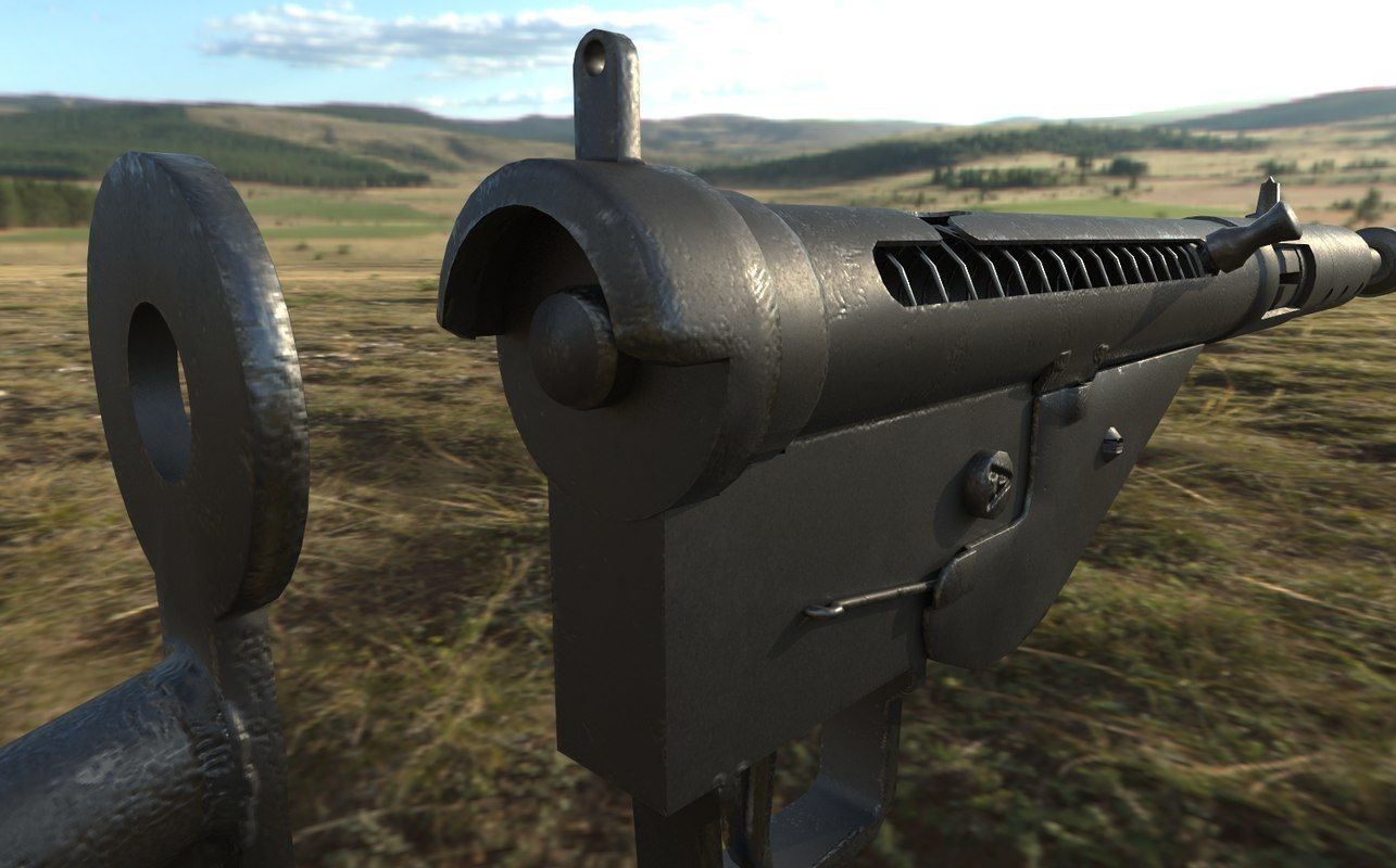 Sten Submachine gun Low-poly 3D model_3