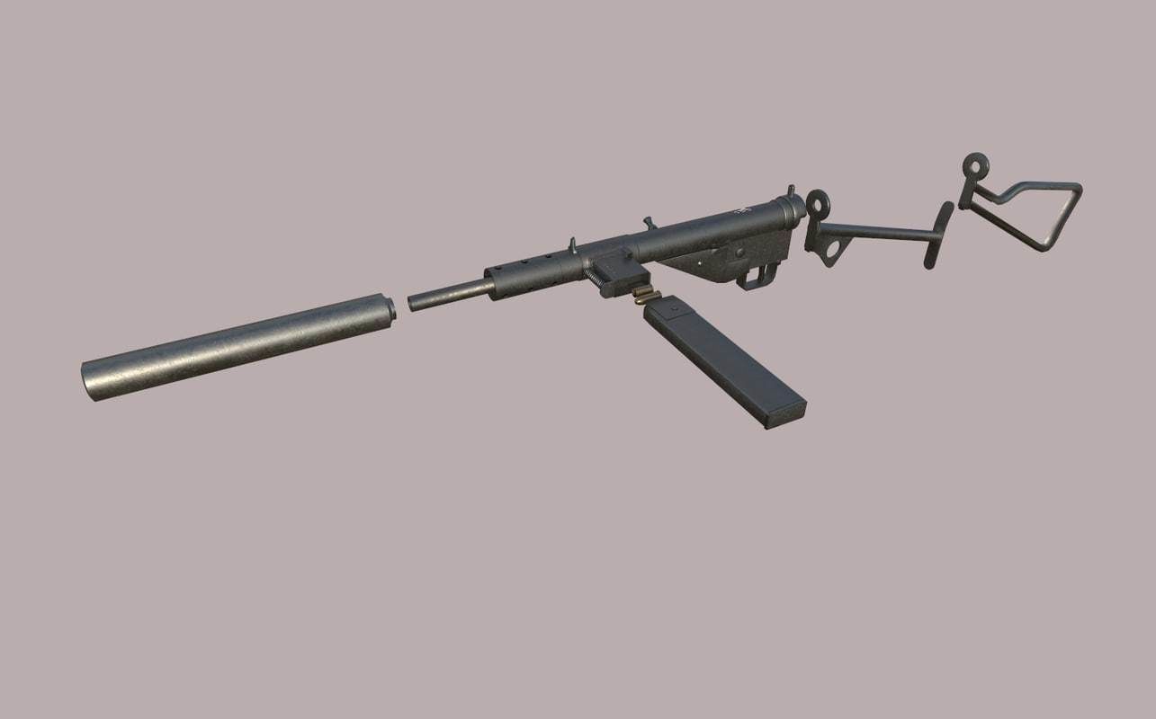 Sten Submachine gun Low-poly 3D model_6
