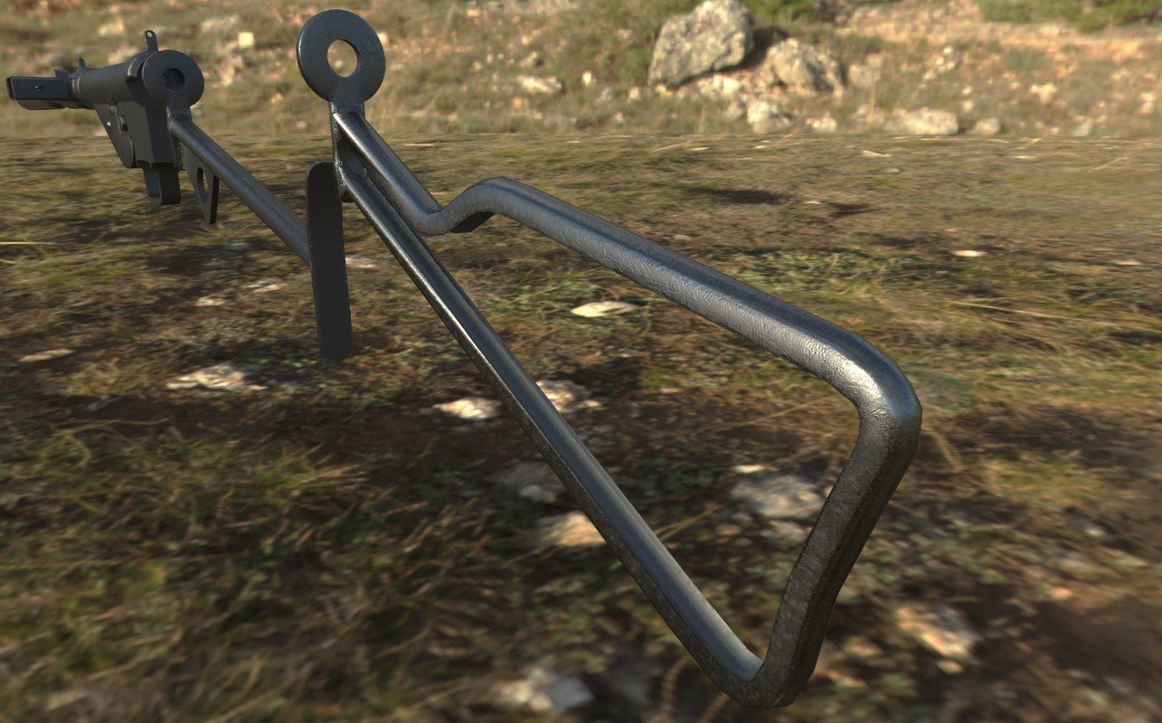 Sten Submachine gun Low-poly 3D model_4