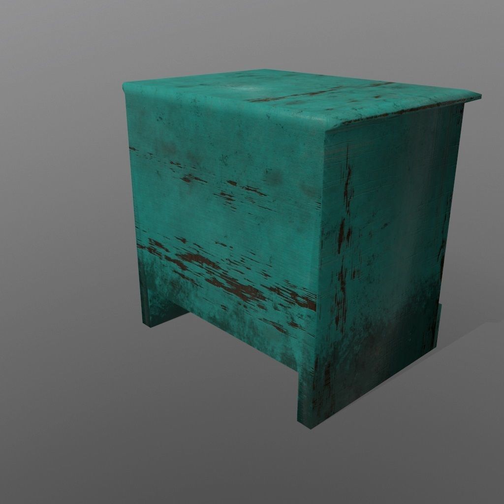 Console teal nightstand with drawers Low-poly 3D model_4