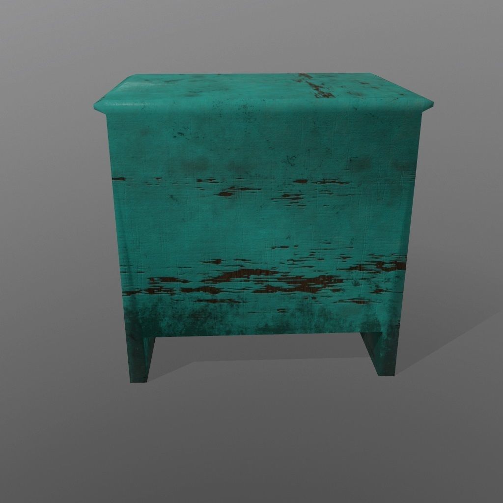 Console teal nightstand with drawers Low-poly 3D model_5