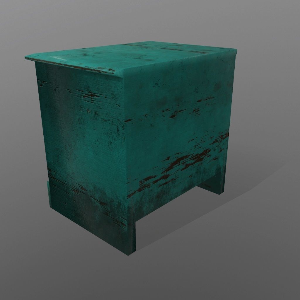 Console teal nightstand with drawers Low-poly 3D model_6