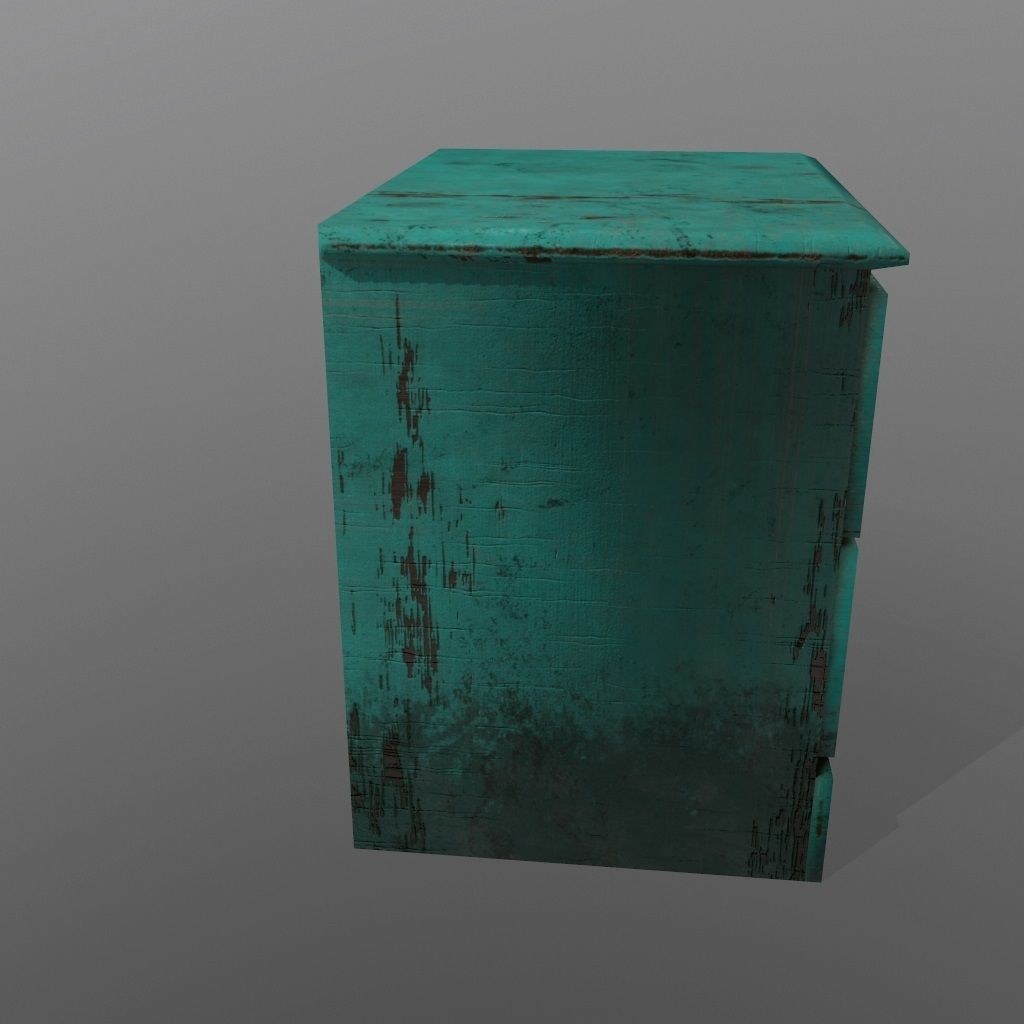 Console teal nightstand with drawers Low-poly 3D model_3