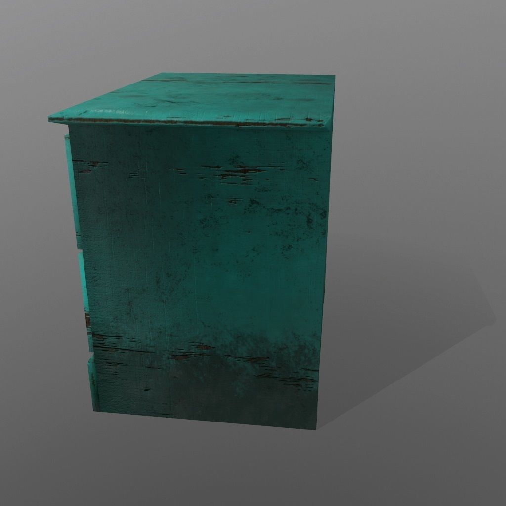 Console teal nightstand with drawers Low-poly 3D model_7