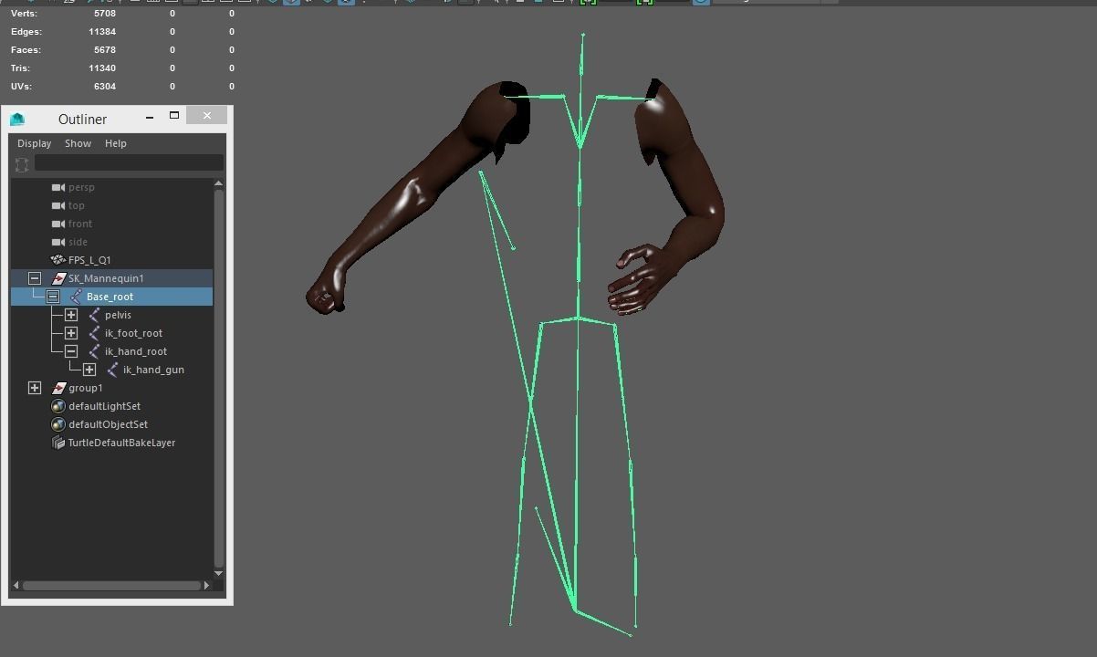 FPS Arms Black rigged low poly pbr VR Low-poly 3D model_7