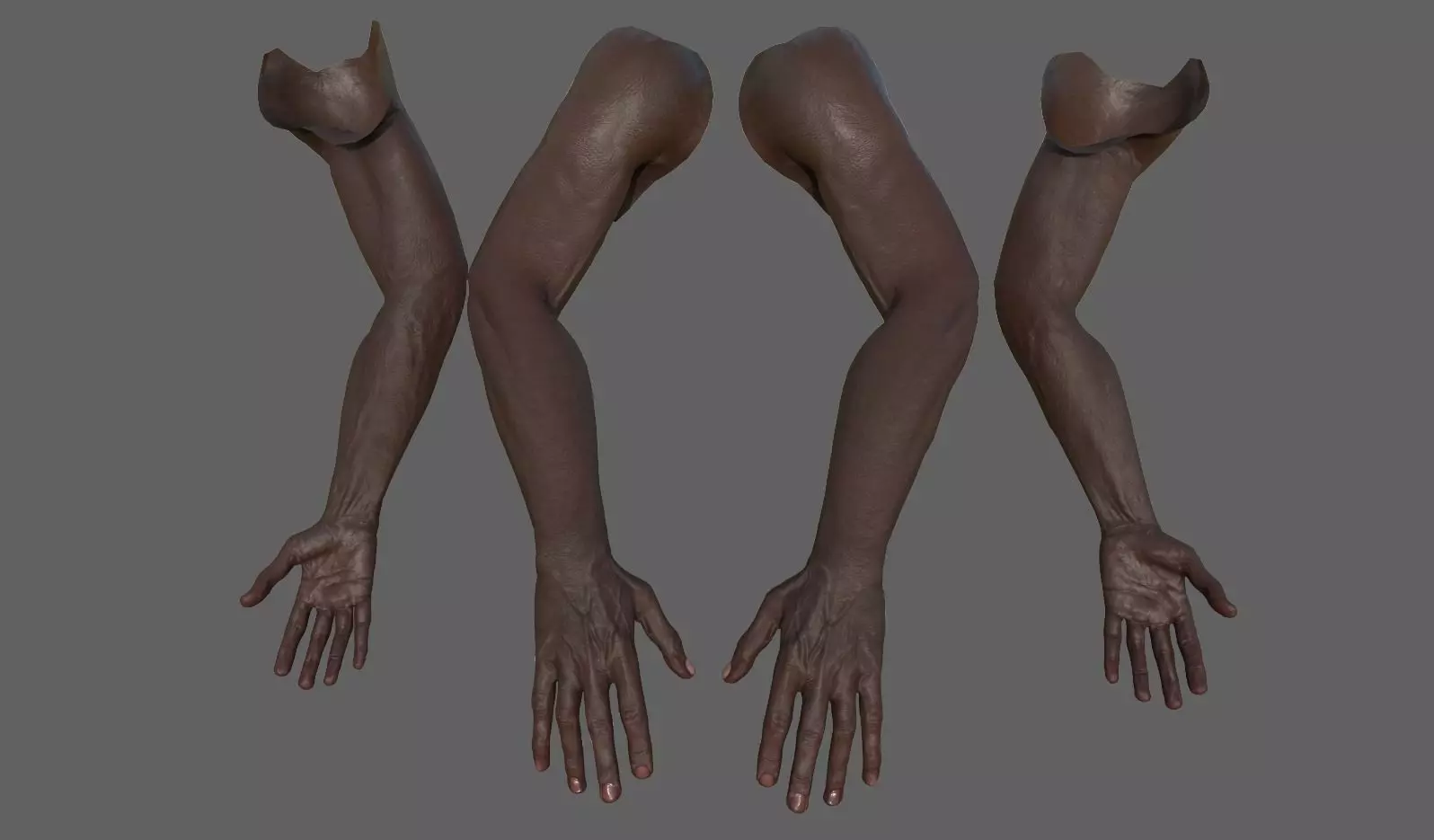 FPS Arms Black rigged low poly pbr VR Low-poly 3D model_0