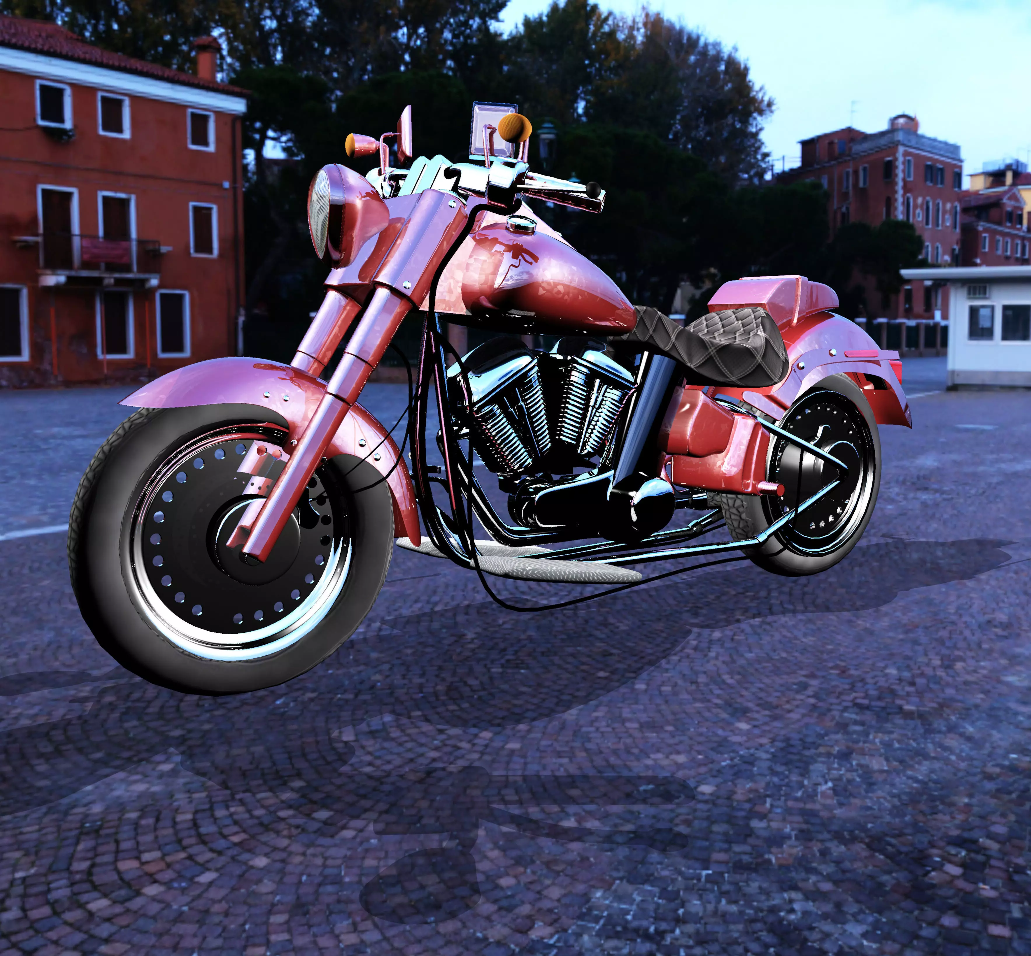 Harley Davidson Bike Modeling Low-poly 3D model_0