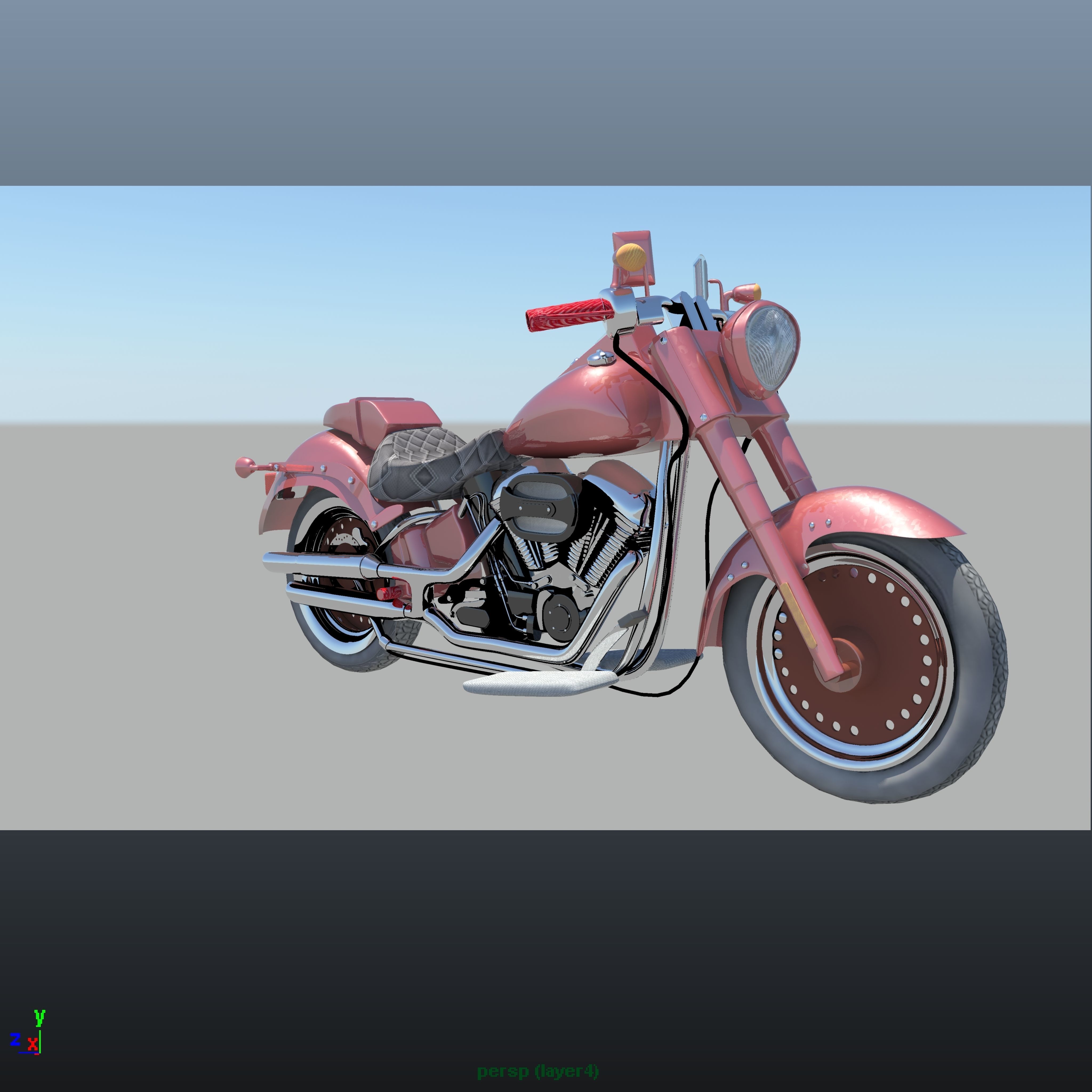 Harley Davidson Bike Modeling Low-poly 3D model_6