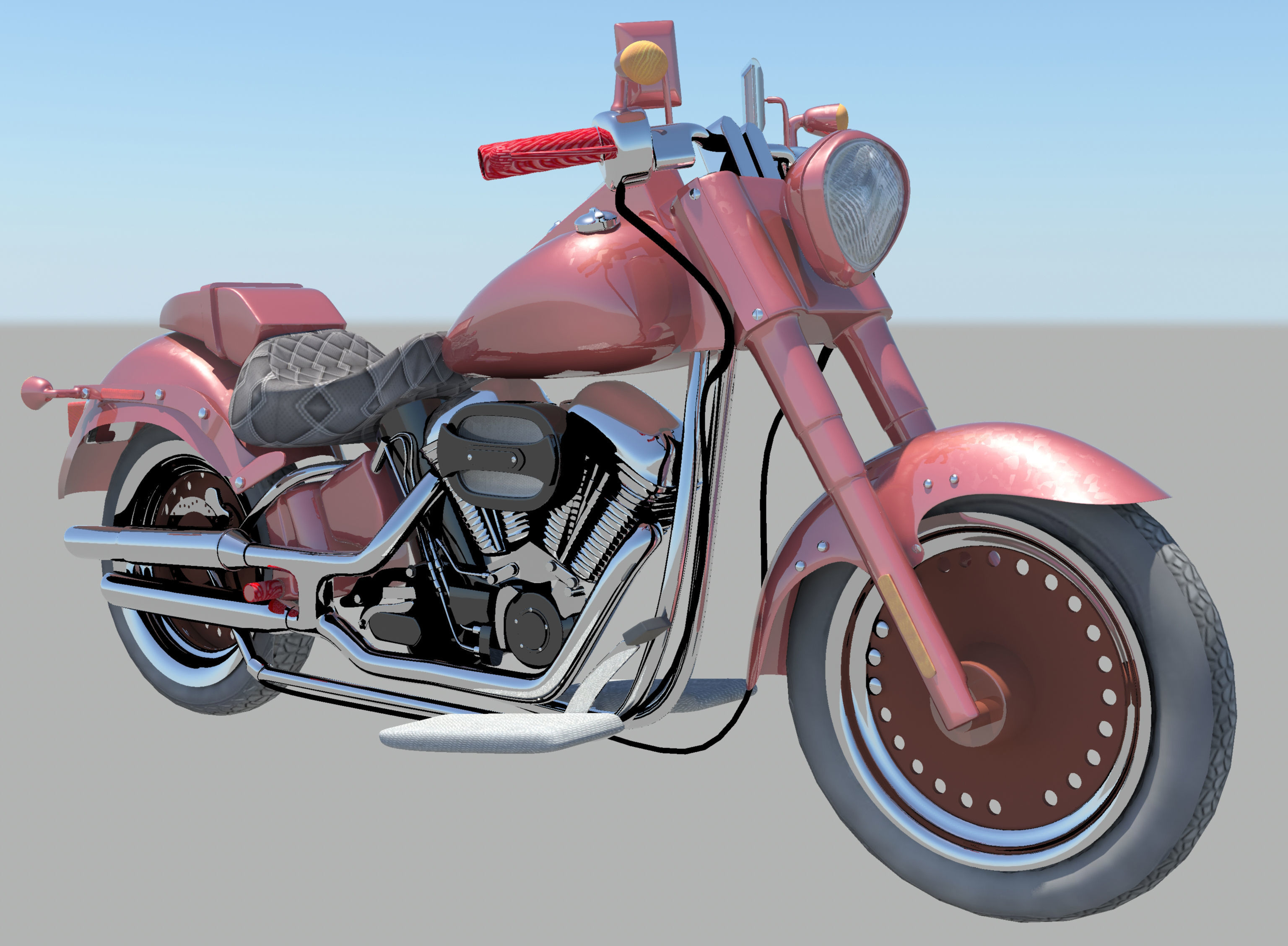 Harley Davidson Bike Modeling Low-poly 3D model_1