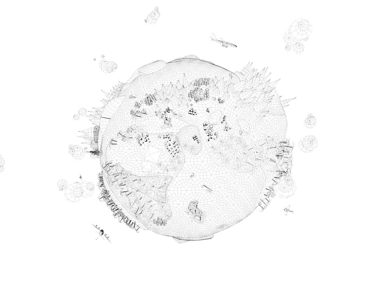 Cartoon Lowpoly Earth Planet 2 Low-poly 3D model_6