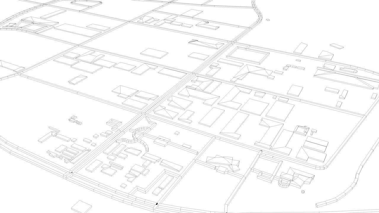 Kaesong Industrial Park Road Network Streets and Buildings 3D model_11