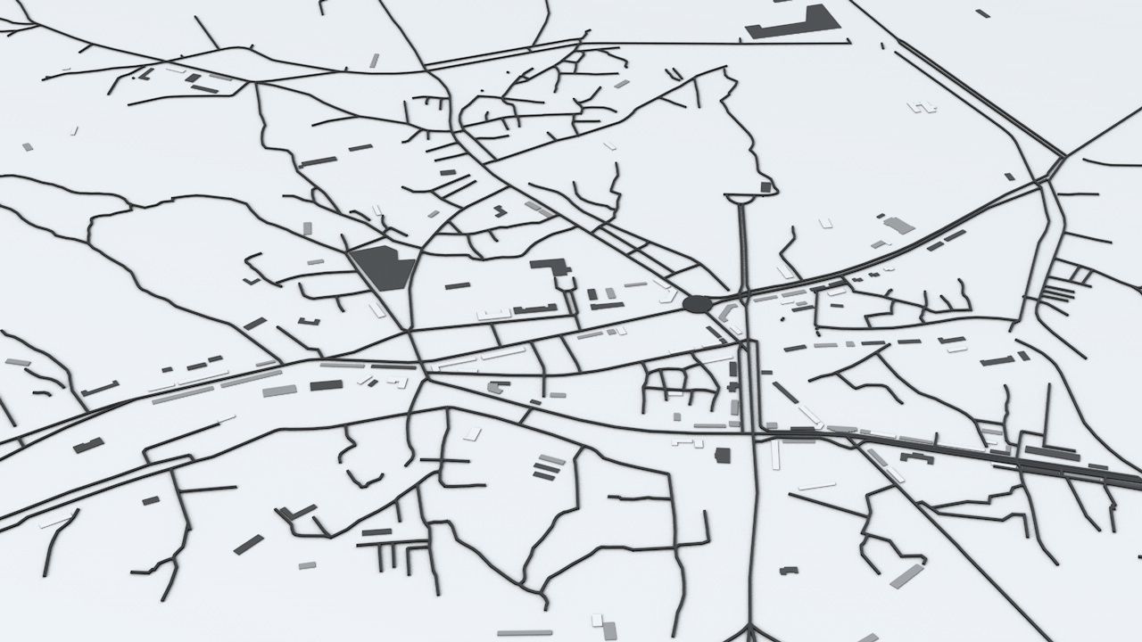 Kaesong Industrial Park Road Network Streets and Buildings 3D model_5