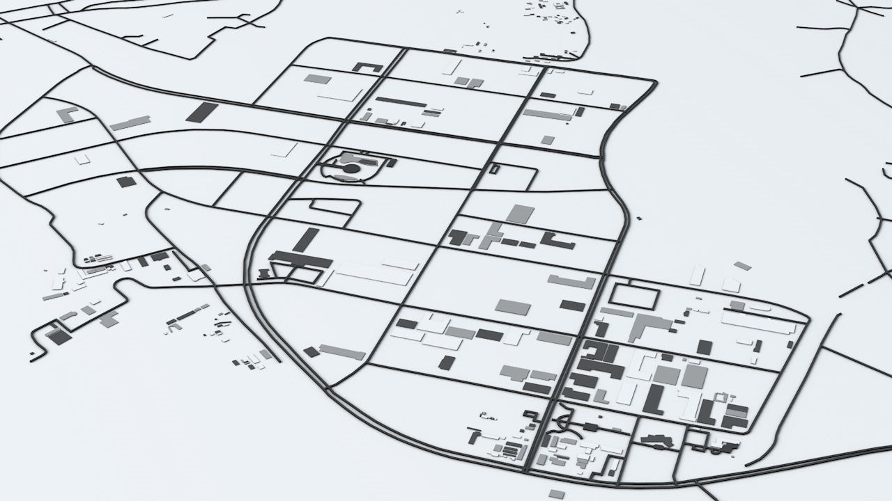 Kaesong Industrial Park Road Network Streets and Buildings 3D model_3