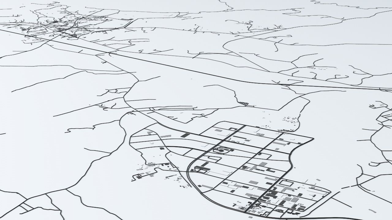 Kaesong Industrial Park Road Network Streets and Buildings 3D model_6